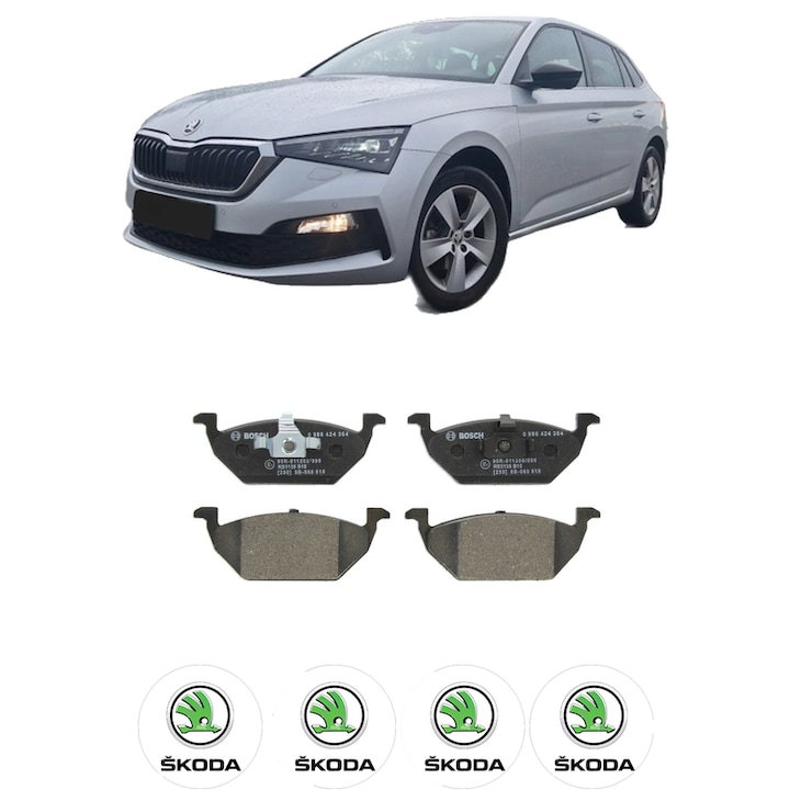 Set placute frana Fata SKODA SCALA (NW1) 1.0 TSI din 2020, KW 81 CP 110 CMC 999, Auto, Bosch, 4 Stickere auto cu SKODA