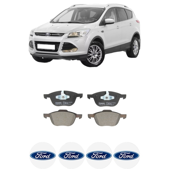 Set placute frana Fata FORD KUGA II (DM2) 1.5 EcoBoost din 2016-2019, KW 88 CP 120 CMC 1499, Auto, Bosch, 4 Stickere auto cu FORD
