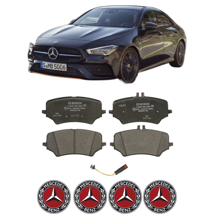 Set placute frana Fata MERCEDES-BENZ CLA (C118) CLA 250 e (118.386) din 2020, KW 160 CP 218 CMC 1332, Auto, Bosch, 4 Stickere auto cu MERCEDES-BENZ