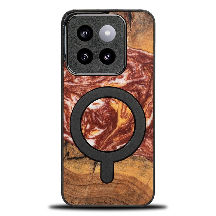 Husa telefon Bewood Unique pentru Xiaomi 14T Pro, din lemn si rasina, 100% protectie, compatibila cu MagSafe, multicolor