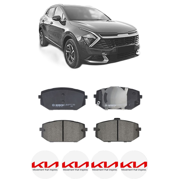 Set placute frana Fata KIA SPORTAGE V (NQ5) 1.6 T-GDi Plug-in Hybrid AWD din 2021, KW 195 CP 265 CMC 1598, Auto, Bosch, 4 Stickere auto cu KIA