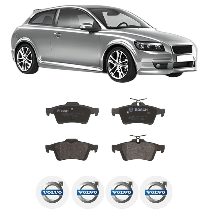 Set placute frana Spate VOLVO C30 (533) 1.8 din 2006-2012, KW 92 CP 125 CMC 1798, Auto, Bosch, 4 Stickere auto cu VOLVO