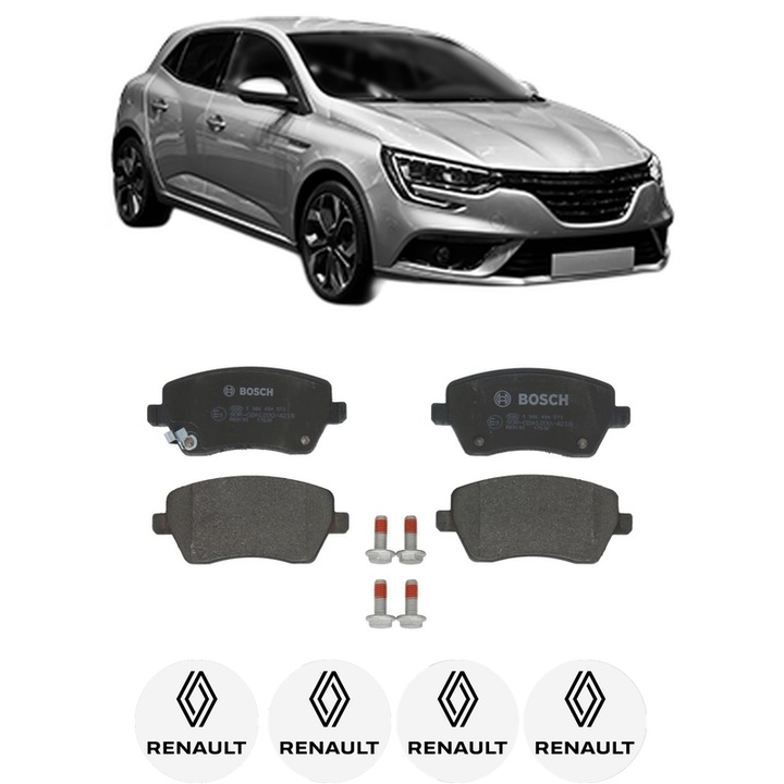 Set placute frana Fata RENAULT MEGANE IV Hatchback (B9A/M/N_) 1.5 dCi 90 (B9A1) din 2015, KW 66 CP 90 CMC 1461, Auto, Bosch, 4 Stickere auto cu RENAULT