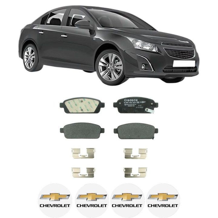 Set placute frana Spate CHEVROLET CRUZE (J300) 1.4 din 2013, KW 74 CP 101 CMC 1398, Auto, Bosch, 4 Stickere auto cu CHEVROLET