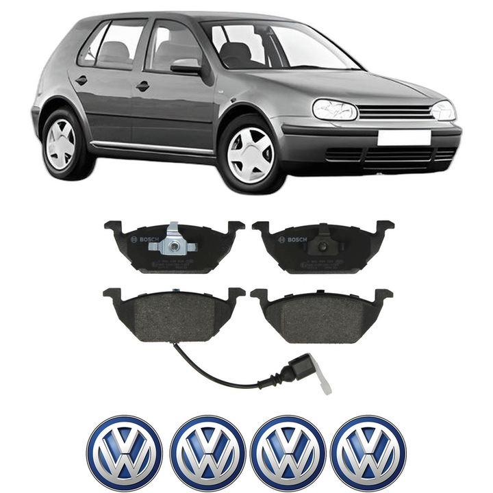 Set placute frana Fata Volkswagen GOLF IV (1J1) 1.4 16V din 1997-2004, KW 55 CP 75 CMC 1390, Auto, Bosch, 4 Stickere auto cu Volkswagen