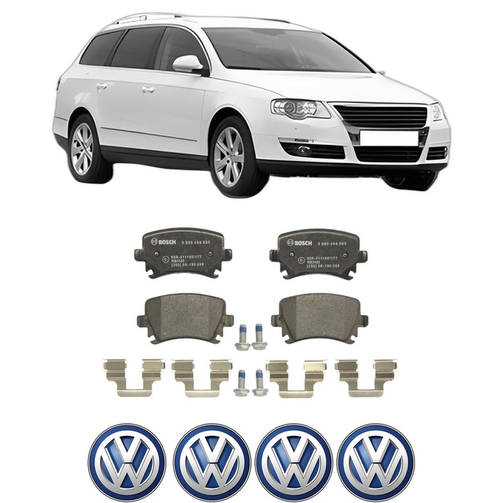 Set placute frana Spate Volkswagen PASSAT B6 Variant (3C5) 2.0 TDI 16V 4motion din 2005-2010, KW 103 CP 140 CMC 1968, Auto, Bosch, 4 Stickere auto cu Volkswagen