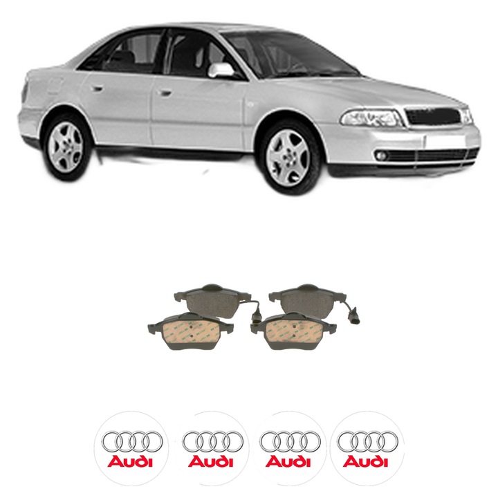 Set placute frana Fata AUDI A4 B5 (8D2) 2.5 TDI quattro din 1997-2000, KW 110 CP 150 CMC 2496, Auto, Bosch, 4 Stickere auto cu AUDI