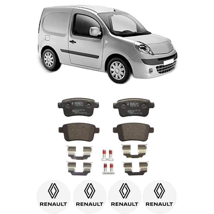 Set placute frana Spate RENAULT KANGOO Express (FW0/1_) 1.5 dCi 85 (FW0K, FW0L, FW0B) din 2008, KW 63 CP 86 CMC 1461, Auto, Bosch, 4 Stickere auto cu RENAULT