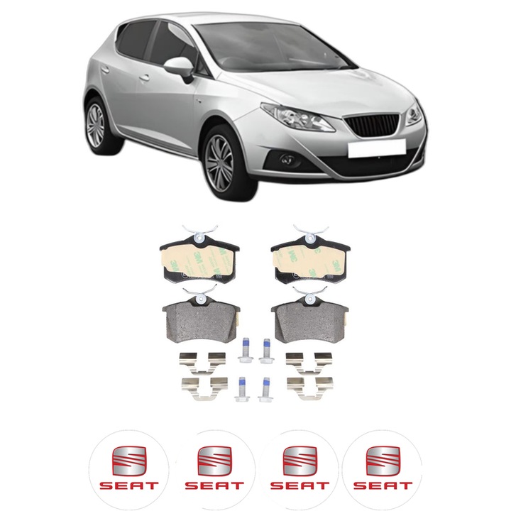 Set placute frana Spate SEAT IBIZA IV (6J5, 6P1) 1.9 TDI din 2008-2010, KW 66 CP 90 CMC 1896, Auto, Bosch, 4 Stickere auto cu SEAT