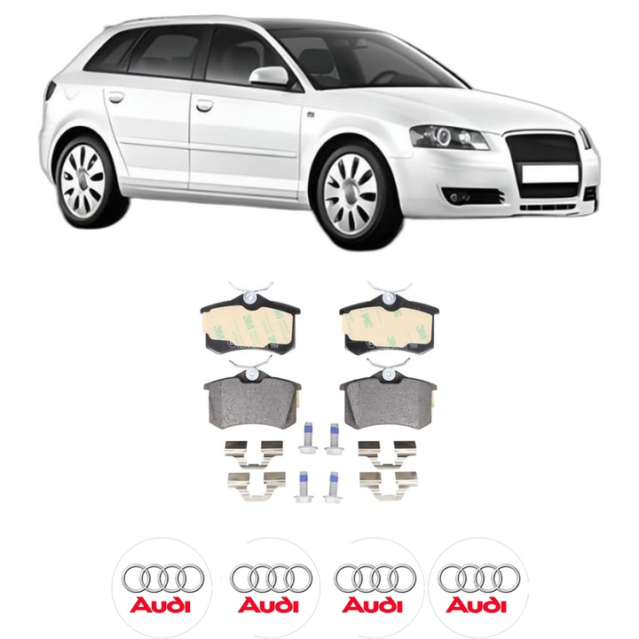 Set placute frana Spate AUDI A3 Sportback (8PA) 1.2 TSI din 2010-2013, KW 77 CP 105 CMC 1197, Auto, Bosch, 4 Stickere auto cu AUDI