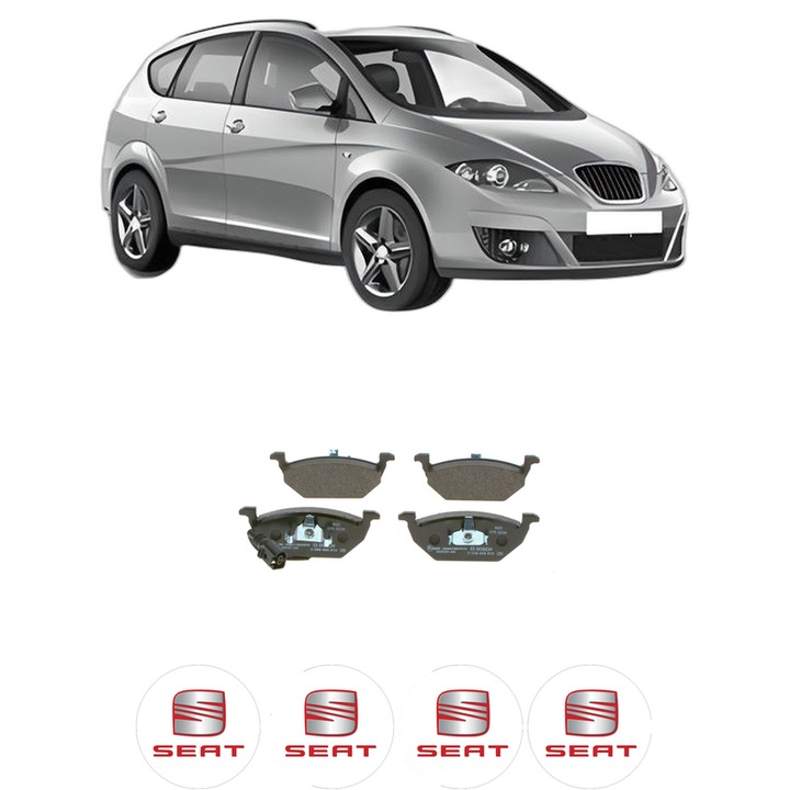 Set placute frana Fata SEAT ALTEA XL (5P5, 5P8) 2.0 TDI din 2006-2010, KW 103 CP 140 CMC 1968, Auto, Bosch, 4 Stickere auto cu SEAT