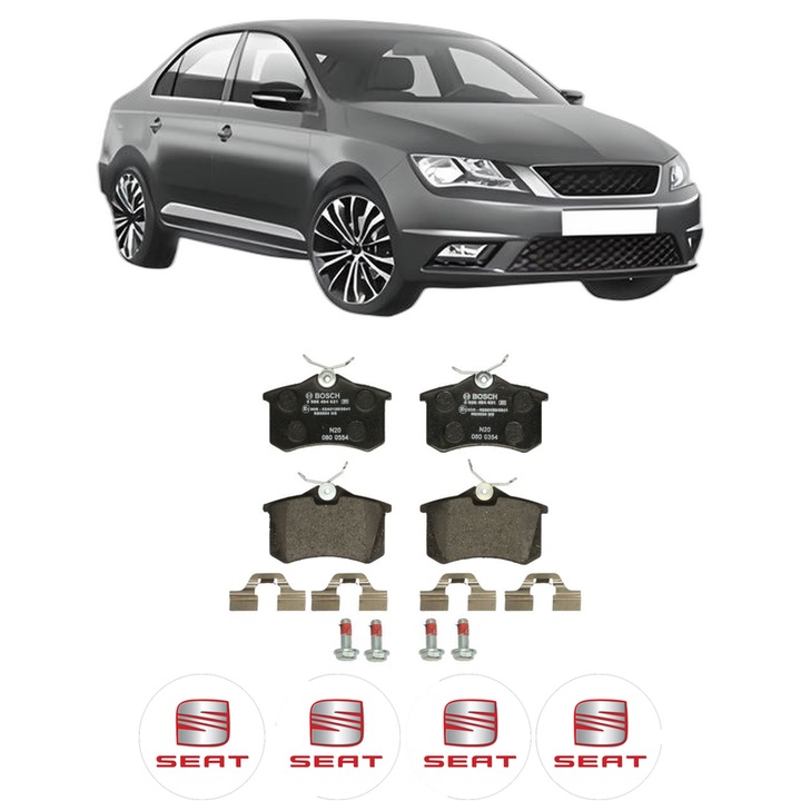 Fékbetét készlet Hátsó SEAT TOLEDO IV (KG3) 1.2 2012-2015, KW 55 LE 75 CMC 1198, Autó, Bosch, 4 Autómatrica SEAT-tal