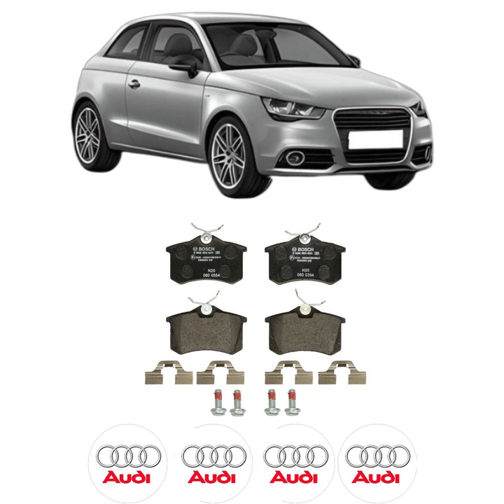 Set placute frana Spate AUDI A1 (8X1, 8XK) S1 quattro din 2014-2018, KW 170 CP 231 CMC 1984, Auto, Bosch, 4 Stickere auto cu AUDI