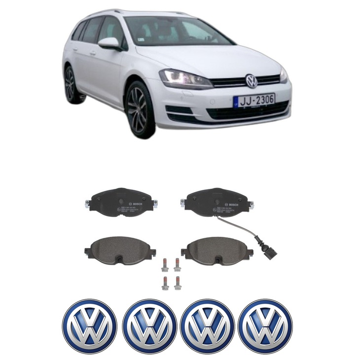 Set placute frana Fata Volkswagen GOLF VII Variant (BA5, BV5) 1.6 TDI 4motion din 2013-2017, KW 81 CP 110 CMC 1598, Auto, Bosch, 4 Stickere auto cu Volkswagen
