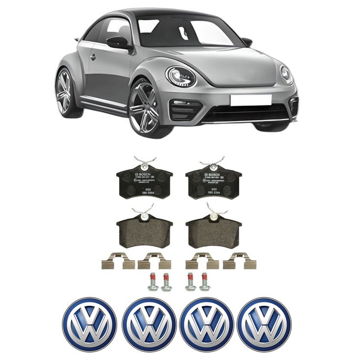 Set placute frana Spate Volkswagen BEETLE (5C1, 5C2) 1.6 TDI din 2011-2016, KW 77 CP 105 CMC 1598, Auto, Bosch, 4 Stickere auto cu Volkswagen