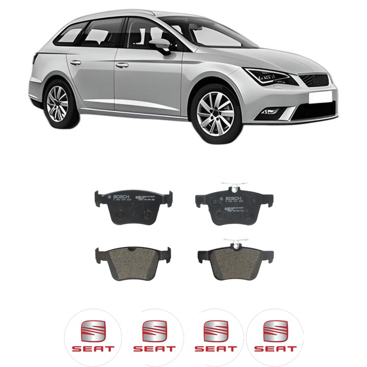 Set placute frana Spate SEAT LEON ST (5F8) 1.5 TGi din 2018-2020, KW 96 CP 131 CMC 1498, Auto, Bosch, 4 Stickere auto cu SEAT