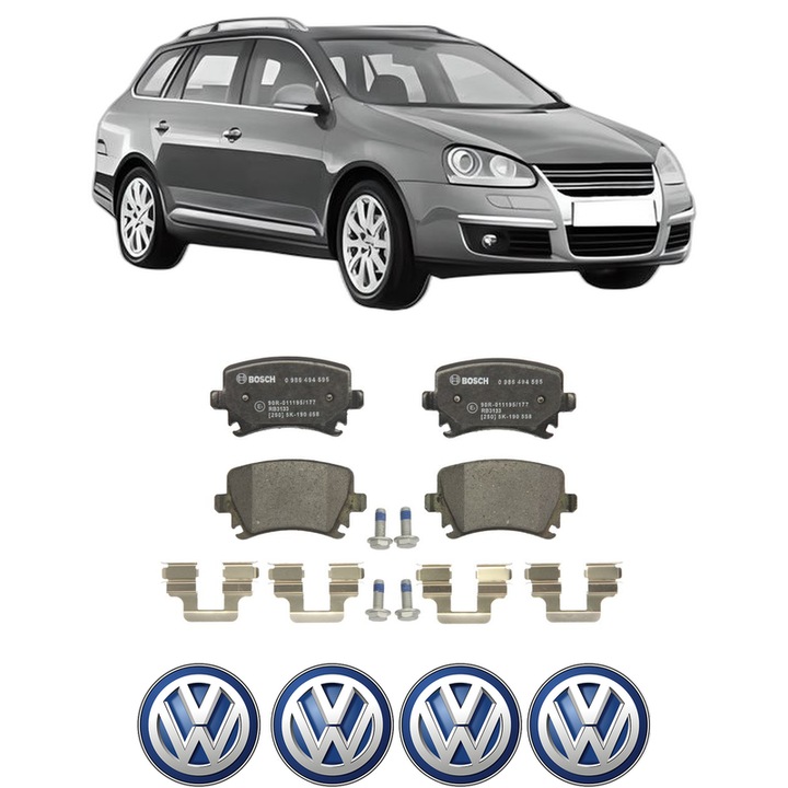 Set placute frana Spate Volkswagen GOLF V Variant (1K5) 2.0 TFSI din 2007-2009, KW 147 CP 200 CMC 1984, Auto, Bosch, 4 Stickere auto cu Volkswagen
