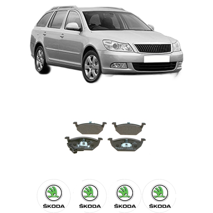 Set placute frana Fata SKODA OCTAVIA II Combi (1Z5) 1.2 TSI din 2010-2013, KW 77 CP 105 CMC 1197, Auto, Bosch, 4 Stickere auto cu SKODA