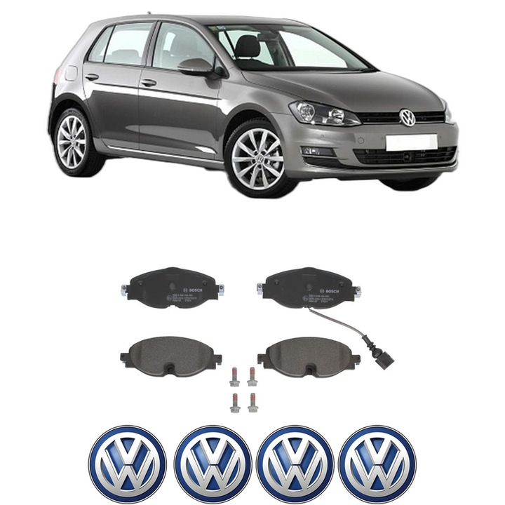 Set placute frana Fata Volkswagen GOLF VII (5G1, BQ1, BE1, BE2) 1.2 TSI din 2012-2017, KW 77 CP 105 CMC 1197, Auto, Bosch, 4 Stickere auto cu Volkswagen