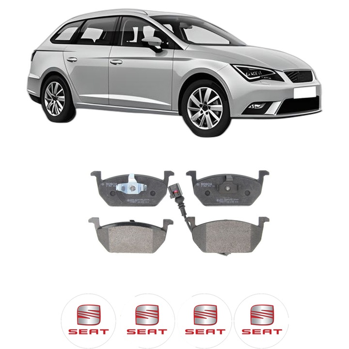 Set placute frana Fata SEAT LEON ST (5F8) 1.5 TSI din 2018-2020, KW 96 CP 130 CMC 1495, Auto, Bosch, 4 Stickere auto cu SEAT