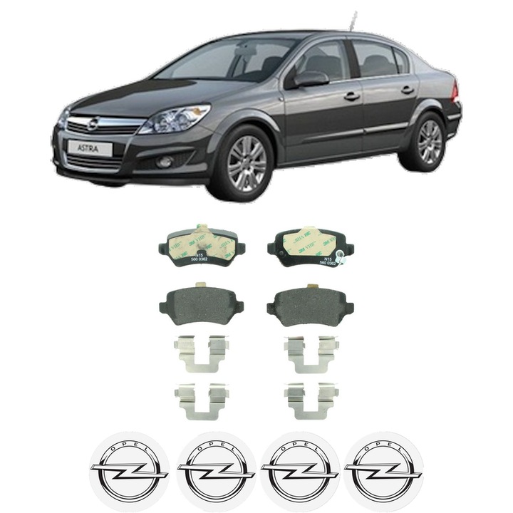 Set placute frana Spate OPEL ASTRA H Saloon (A04) 1.6 (L69) din 2007-2014, KW 85 CP 116 CMC 1598, Auto, Bosch, 4 Stickere auto cu OPEL