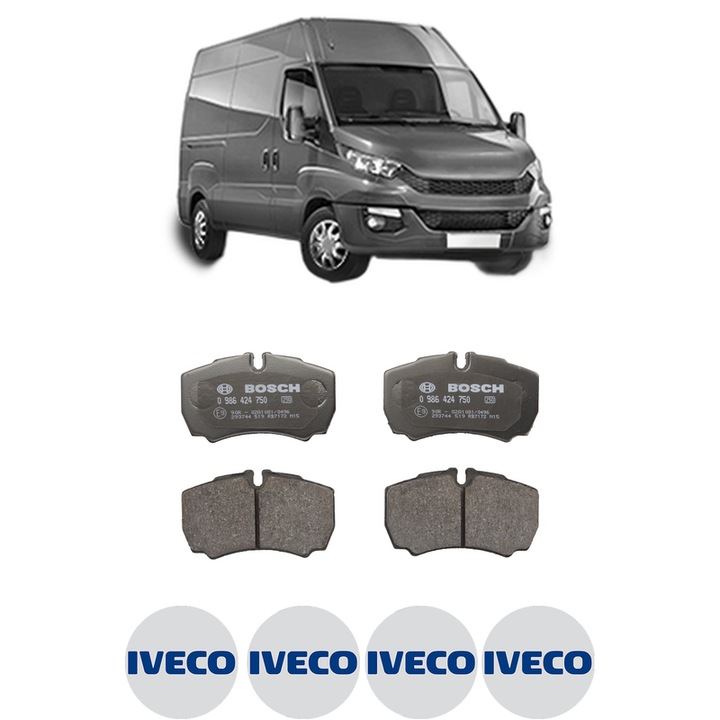 Fékbetét készlet Hátsó IVECO DAILY VI Van 35S18, 35C18, 40C18, 50C18, 60C18, 65C18, 70C18 2016-tól, KW 132 LE 180 CMC 2998, Auto, Bosch, 4 db IVECO autós matrica