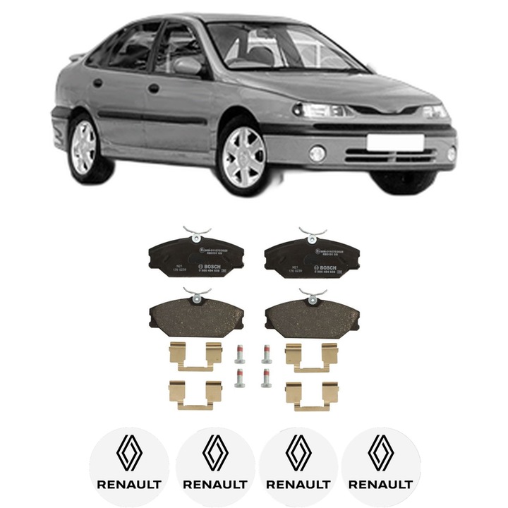 Set placute frana Fata RENAULT LAGUNA I (B56_, 556_) 2.0 din 1999-2001, KW 80 CP 109 CMC 1998, Auto, Bosch, 4 Stickere auto cu RENAULT