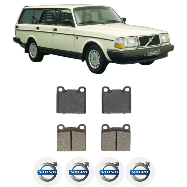 Set placute frana Spate VOLVO 240 Kombi (P245) 2.1 din 1980-1984, KW 79 CP 107 CMC 2127, Auto, Bosch, 4 Stickere auto cu VOLVO