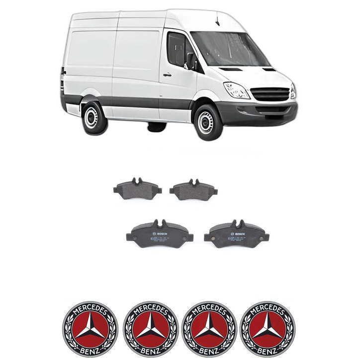 Set placute frana Spate MERCEDES-BENZ SPRINTER 3, 5-t Van (B906) 316 NGT (906.633, 906.635) din 2008-2018, KW 115 CP 156 CMC 1796, Auto, Bosch, 4 Stickere auto cu MERCEDES-BENZ