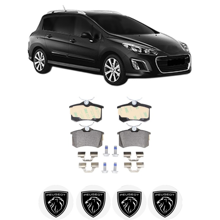 Set placute frana Spate PEUGEOT 308 SW I Estate Van (4E_) 1.6 HDi din 2008-2011, KW 66 CP 90 CMC 1560, Auto, Bosch, 4 Stickere auto cu PEUGEOT