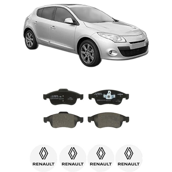 Set placute frana Fata RENAULT MEGANE III Hatchback Van (BZ_) 1.5 dCi (BZ0D, BZ1G, BZ1F, BZ1M, BZ1W, BZ0R, BZ10) din 2009-2015, KW 81 CP 110 CMC 1461, Auto, Bosch, 4 Stickere auto cu RENAULT