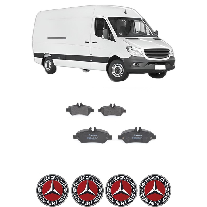 Set placute frana Spate MERCEDES-BENZ SPRINTER 3-t Van (B906) 219 CDI / BlueTEC (906.611, 906.613) din 2009-2018, KW 140 CP 190 CMC 2987, Auto, Bosch, 4 Stickere auto cu MERCEDES-BENZ