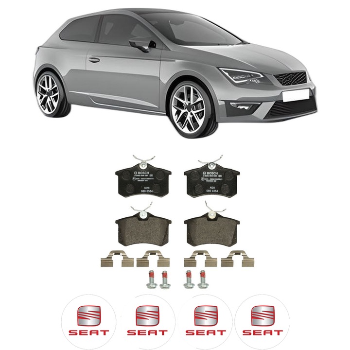 Set placute frana Spate SEAT LEON SC (5F5) 1.2 TSI din 2013-2018, KW 63 CP 86 CMC 1197, Auto, Bosch, 4 Stickere auto cu SEAT