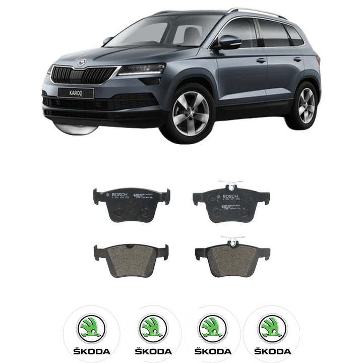 Set placute frana Spate SKODA KAROQ (NU7, ND7) 1.5 TSI 4x4 din 2017, KW 110 CP 150 CMC 1498, Auto, Bosch, 4 Stickere auto cu SKODA