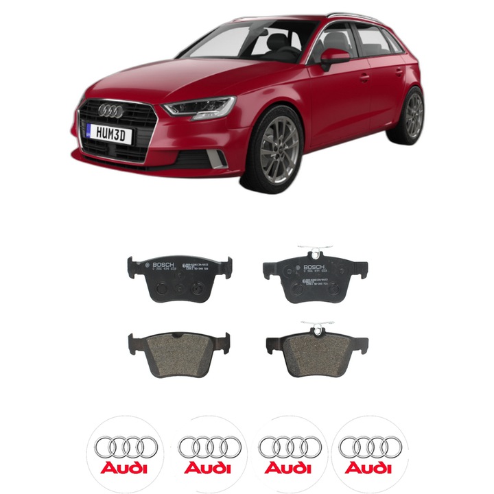 Set placute frana Spate AUDI A3 Sportback (8YA, 8YF) 30 TFSI din 2020, KW 81 CP 110 CMC 999, Auto, Bosch, 4 Stickere auto cu AUDI