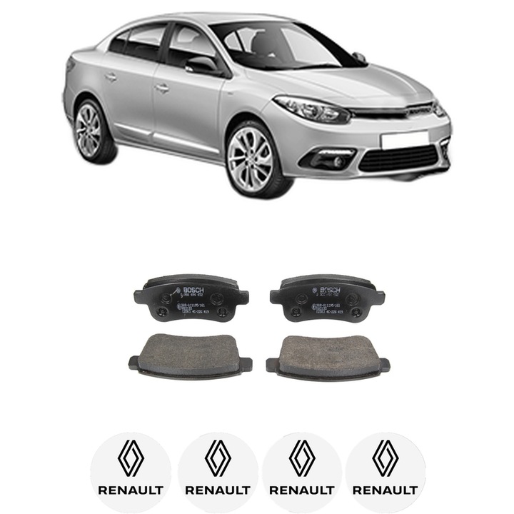 Hátsó fékbetét készlet RENAULT FLUENCE (L3_) 1.6 LPG 16V 2012-től, KW 81 LE 110 CMC 1598, Autó, Bosch, 4 db RENAULT autós matrica