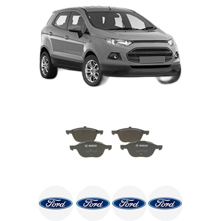 Set placute frana Fata FORD ECOSPORT 1.5 EcoBlue TDCi din 2015, KW 70 CP 95 CMC 1499, Auto, Bosch, 4 Stickere auto cu FORD