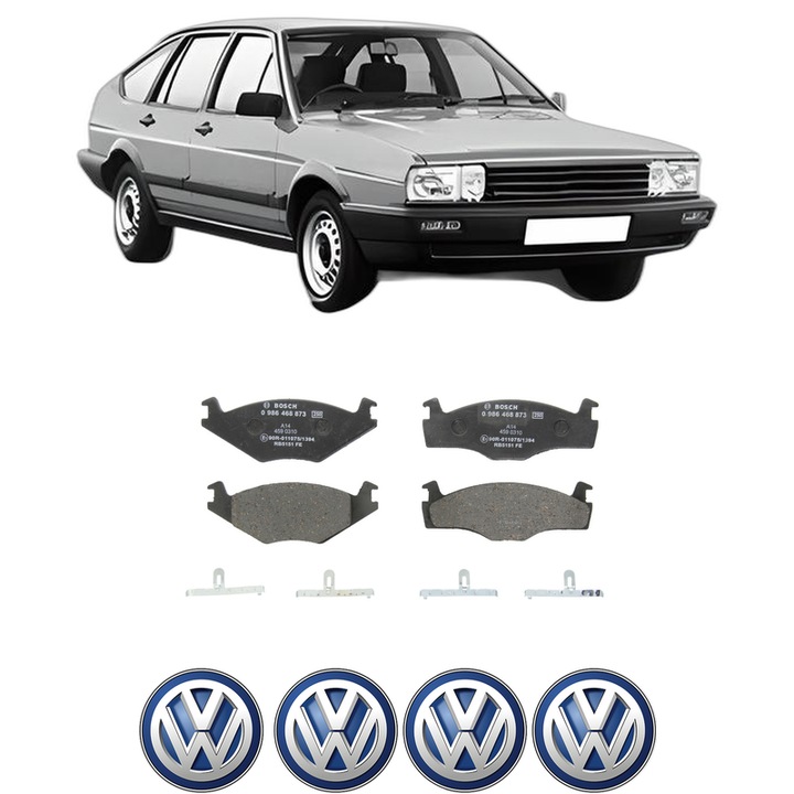 Set placute frana Fata Volkswagen PASSAT B2 (32B) 1.3 din 1980-1983, KW 40 CP 55 CMC 1272, Auto, Bosch, 4 Stickere auto cu Volkswagen