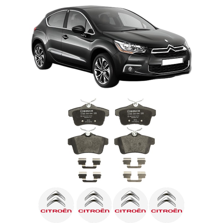 Set placute frana Spate CITROEN DS4 (NX_) 1.6 HDi 110 din 2011-2015, KW 82 CP 112 CMC 1560, Auto, Bosch, 4 Stickere auto cu CITROEN