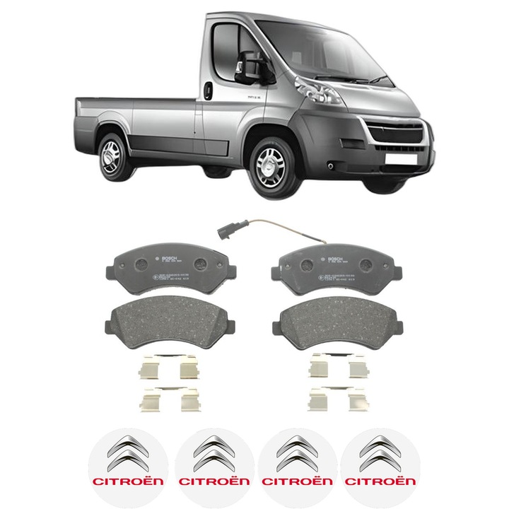 Set placute frana Fata CITROEN JUMPER II Platform/Chassis 2.2 HDi 120 din 2006-2016, KW 88 CP 120 CMC 2198, Auto, Bosch, 4 Stickere auto cu CITROEN