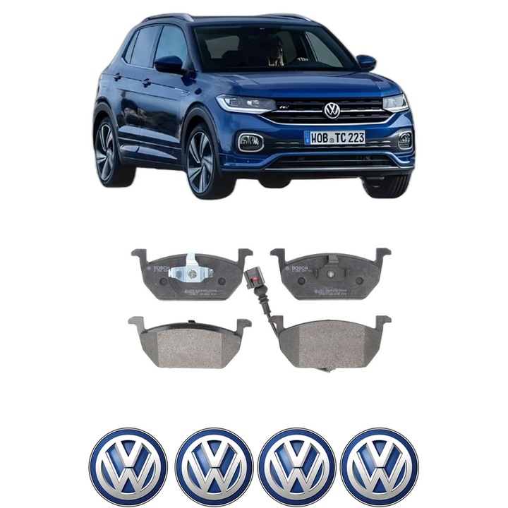 Set placute frana Fata Volkswagen T-CROSS (C11, D31) 1.6 TDi din 2018, KW 70 CP 95 CMC 1598, Auto, Bosch, 4 Stickere auto cu Volkswagen