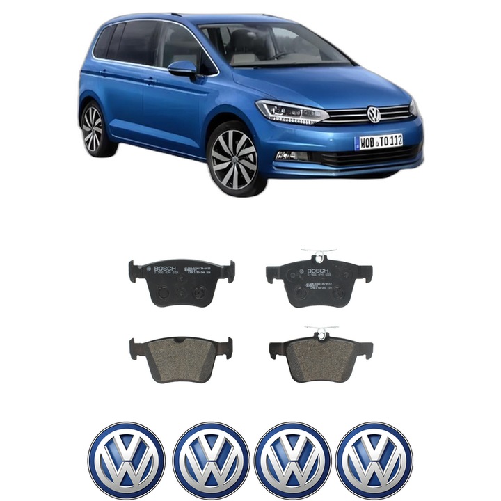 Set placute frana Spate Volkswagen TOURAN (5T1) 2.0 TDI din 2015-2019, KW 81 CP 110 CMC 1968, Auto, Bosch, 4 Stickere auto cu Volkswagen