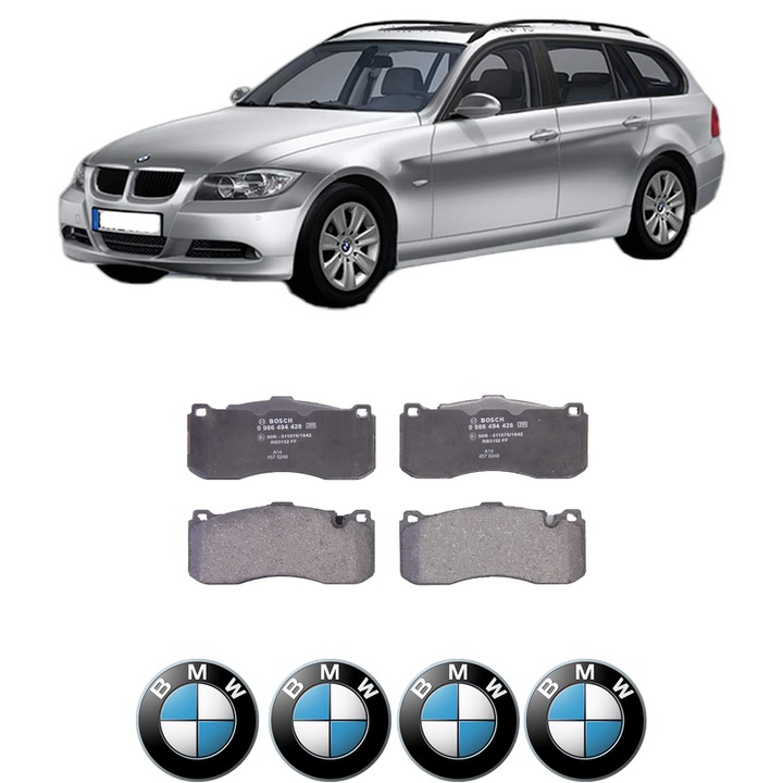 Set placute frana Fata BMW Seria 3 Touring (E91) 320 d din 2005-2012, KW 120 CP 163 CMC 1995, Auto, Bosch, 4 Stickere auto cu BMW