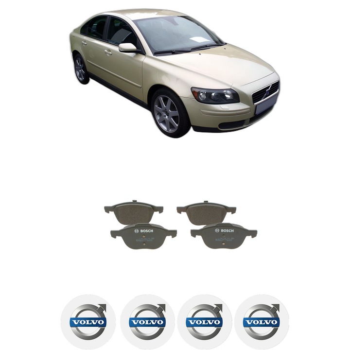 Set placute frana Fata VOLVO S40 II (544) 1.8 FlexFuel din 2006-2010, KW 92 CP 125 CMC 1798, Auto, Bosch, 4 Stickere auto cu VOLVO