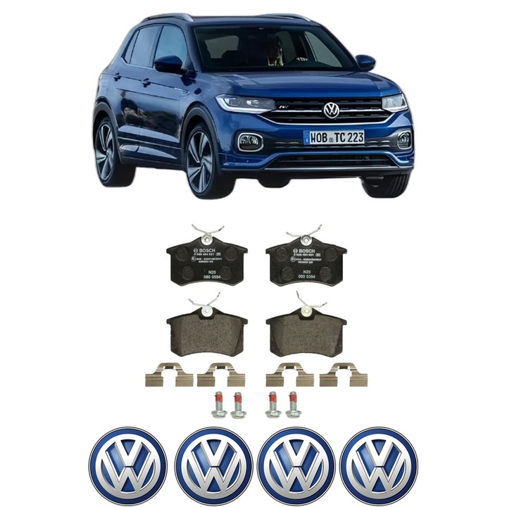 Set placute frana Spate Volkswagen T-CROSS (C11, D31) 1.0 TSi din 2018, KW 85 CP 116 CMC 999, Auto, Bosch, 4 Stickere auto cu Volkswagen