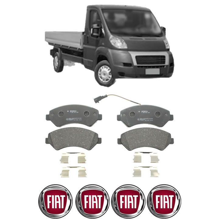 Set placute frana Fata FIAT DUCATO Platform/Chassis (250_) 120 Multijet 2, 3 D din 2006, KW 88 CP 120 CMC 2287, Auto, Bosch, 4 Stickere auto cu FIAT