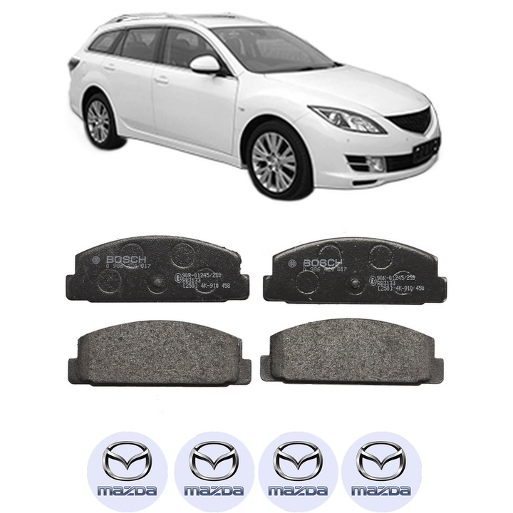 Set placute frana Spate MAZDA 6 Estate (GH) 2.2 MZR-CD (GH10) din 2008-2011, KW 136 CP 185 CMC 2184, Auto, Bosch, 4 Stickere auto cu MAZDA