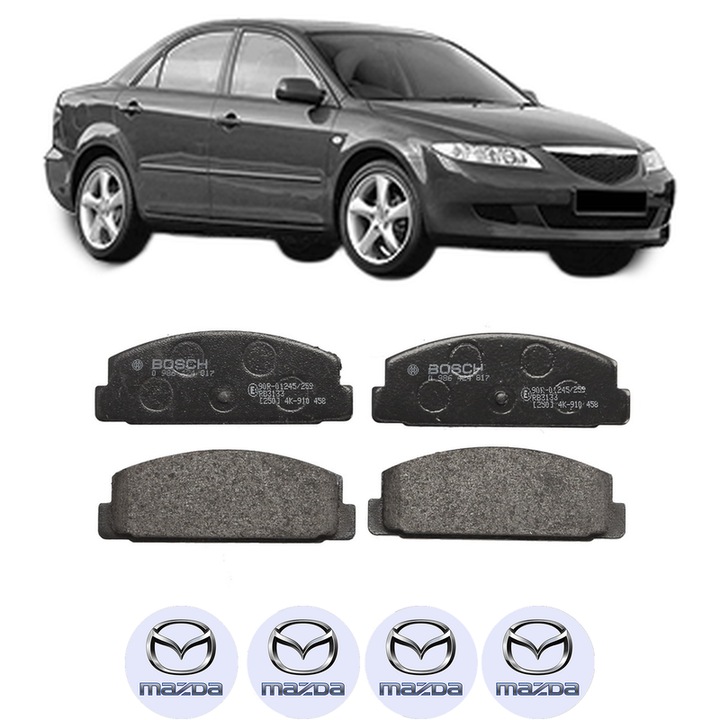 Set placute frana Spate MAZDA 6 Saloon (GG) 1.8 din 2002-2007, KW 88 CP 120 CMC 1798, Auto, Bosch, 4 Stickere auto cu MAZDA
