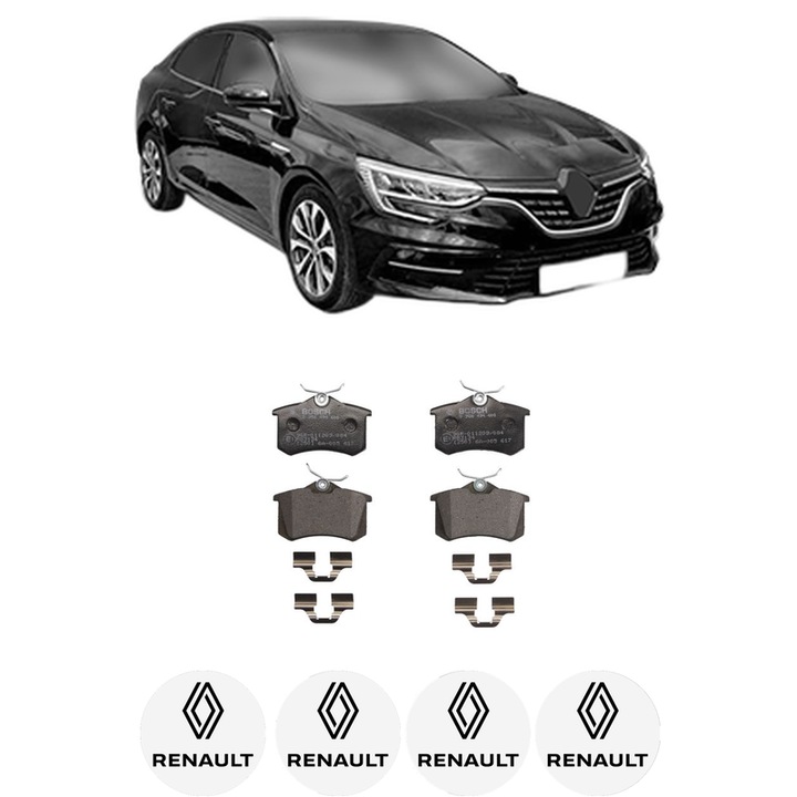 Set placute frana Spate RENAULT MEGANE IV Saloon 1.5 Blue dCi 95 (LVA2) din 2019, KW 70 CP 95 CMC 1461, Auto, Bosch, 4 Stickere auto cu RENAULT