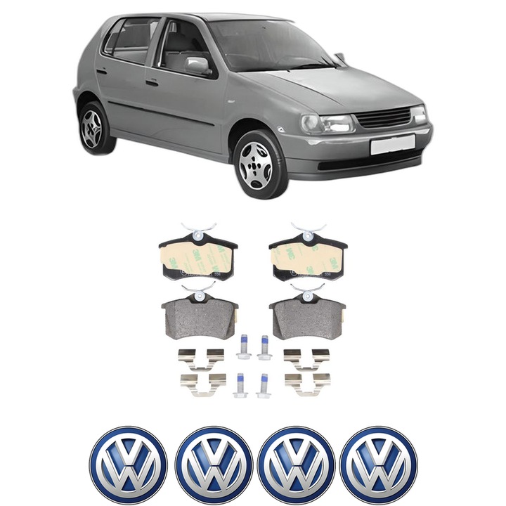 Set placute frana Spate Volkswagen POLO III (6N1) 60 1.4 din 1995-1999, KW 44 CP 60 CMC 1390, Auto, Bosch, 4 Stickere auto cu Volkswagen